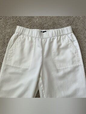 Talbots Womens Small White Pull On Linen Blend Ankle Wide Leg Pants